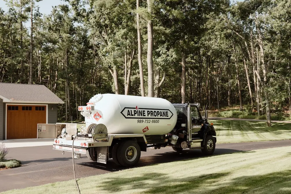 A large storage tank for Alpine Propane, a propane company based in Gaylord and serving all of Northern Michigan.